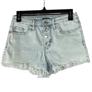 Wild Fable SZ 4 Jean Shorts Button-Fly Stretch Light Wash Mid-Rise Frayed Hems